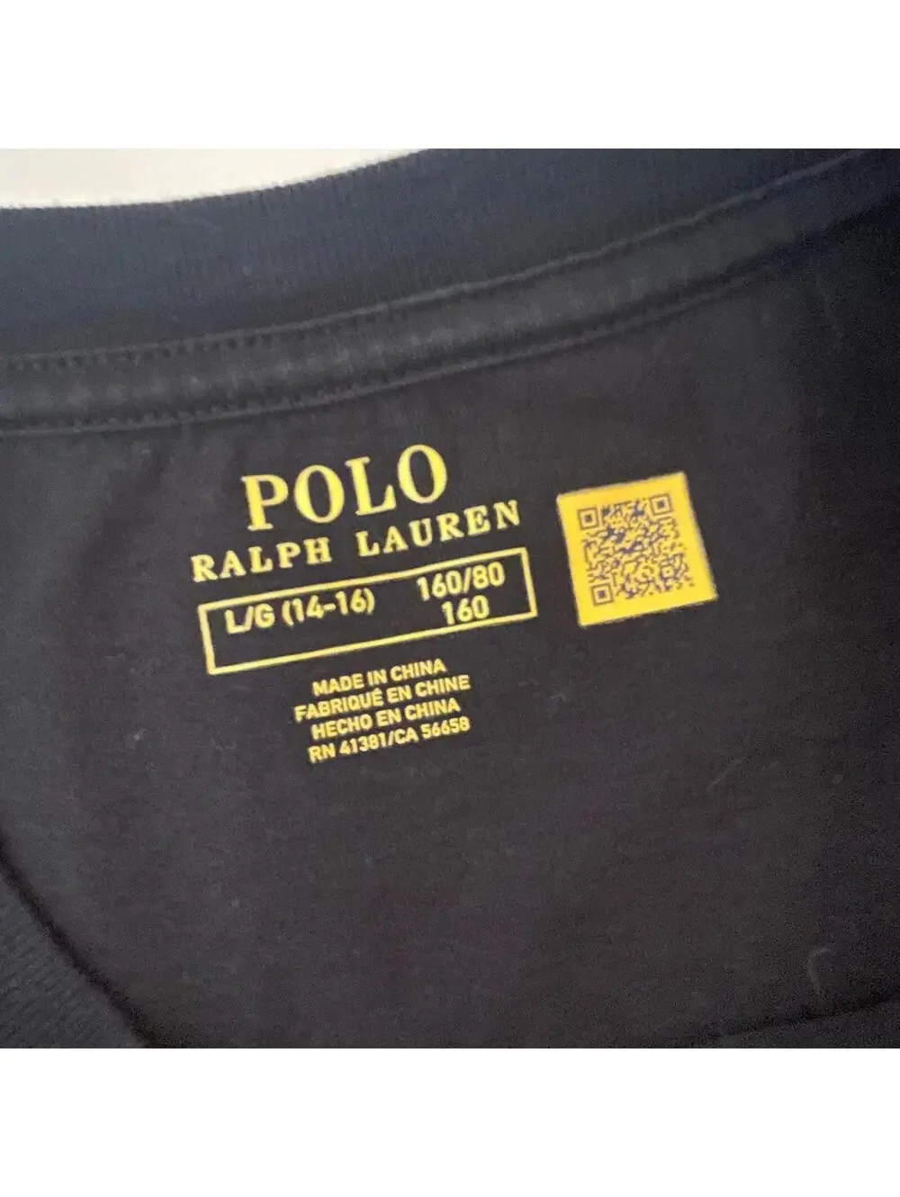 Ralph Lauren Polo Black T-Shirt Red Big Pony Logo Boys Size Large 12-14